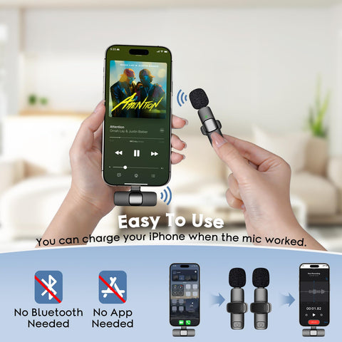 USB C Mini Wireless Lavalier Microphone for iPhone 15 16, iOS and Android Devices - Noise Reduction Lapel Mic for Recording, Clip on Mic, Omini Lav Mic for Video Recording, Tiktok, Youtube, Vlog