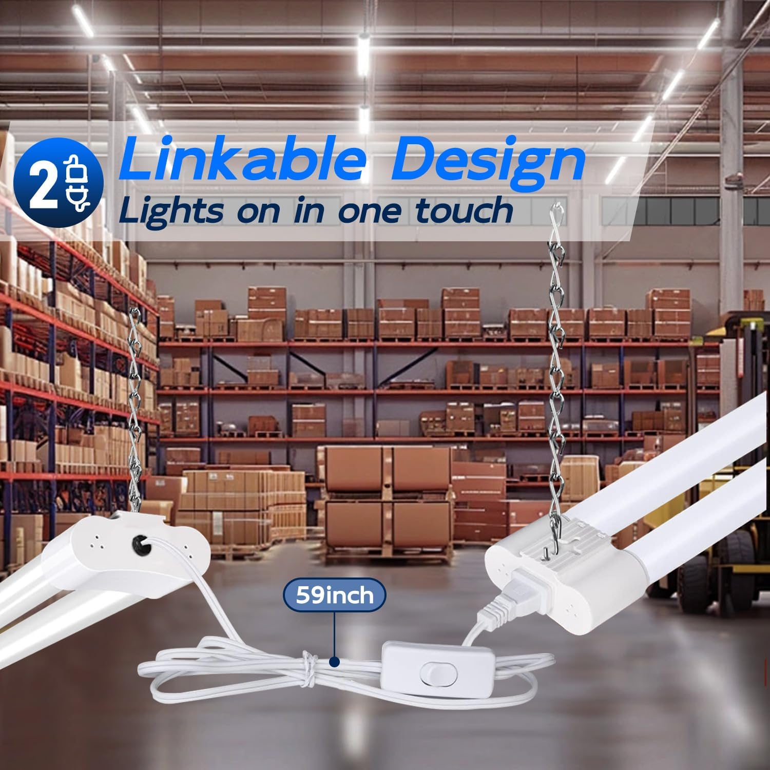 hykolity 4FT Linkable LED Shop Light for Garage, 6500LM