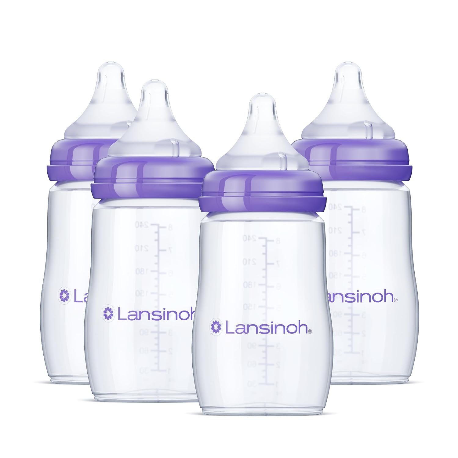 Lansinoh Anti-Colic Baby Bottles, 8 Ounces, 4 Count