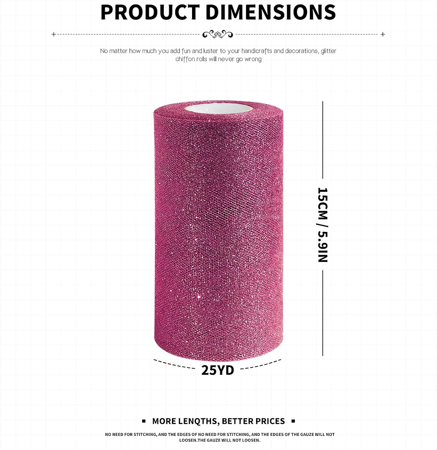6" x 50 Yards Burgundy Glitter Tulle Fabric Rolls for DIY Tutu Party Decor