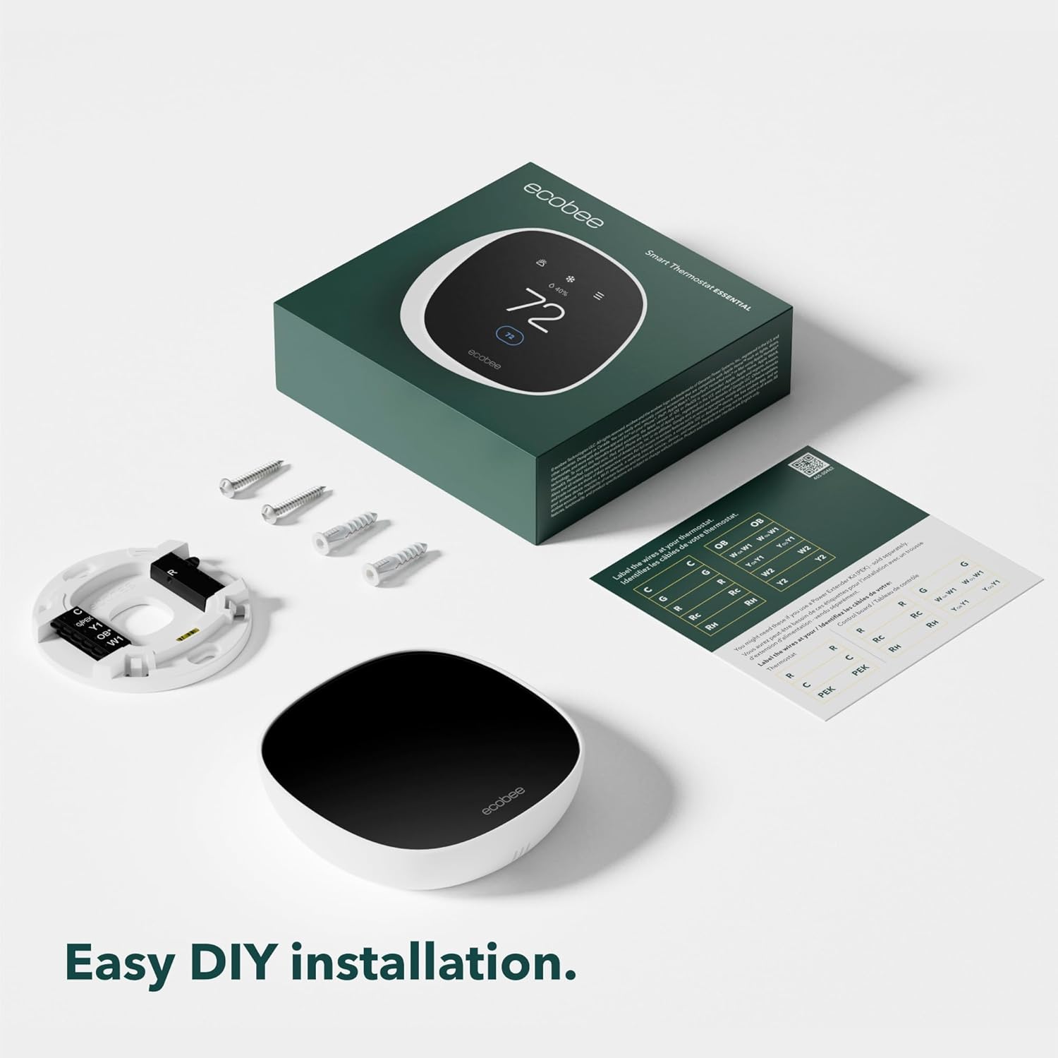 ecobee Smart Thermostat Essential - WiFi Thermostat, Energy Star Certified