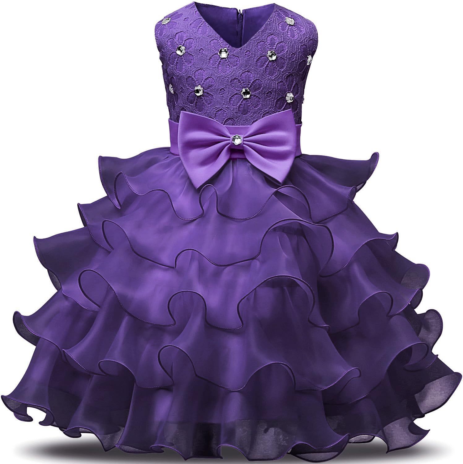 NNJXD Girl Dress Kids Ruffles Lace Party Wedding Dresses