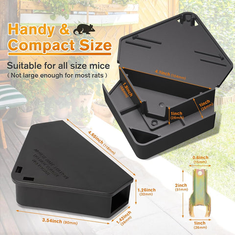 Anblak Mouse Station with Keys Black 12 Pack, Key Required Mouse Stations, Mice Stations, Keeps Children and Pets Safe Indoor & Outdoor