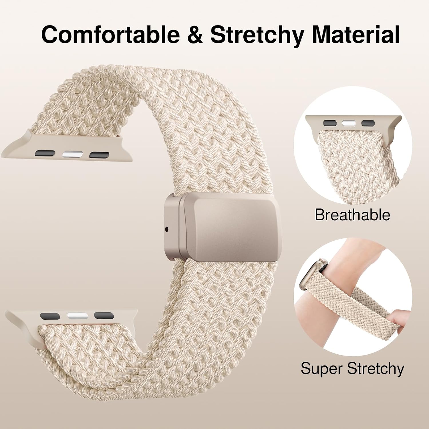Braided Stretchy Magnetic Band Compatible with Apple Watch Bands Women Men