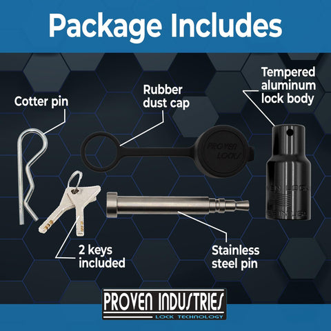 Proven Industries HL1 Hitch Pin Lock - 2" & 2-1/2" Receiver, Black