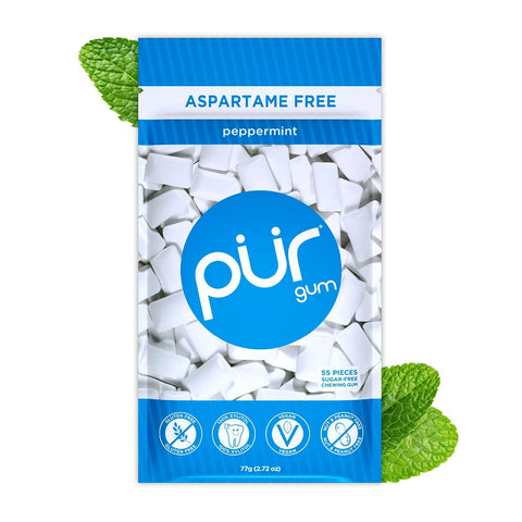 PUR Gum, Peppermint, Xylitol Gum, No Artificial Flavor, 55 Count