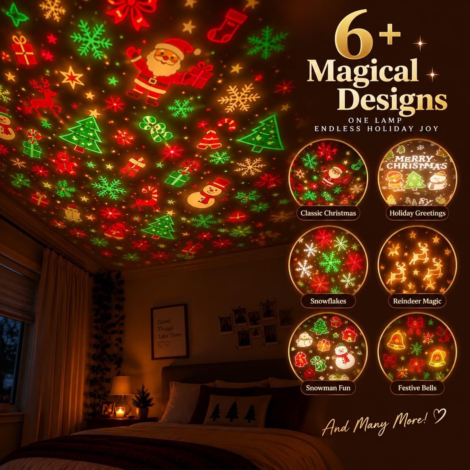 Christmas Projector Light, Plug and Play HD USB Christmas Tree Projector
