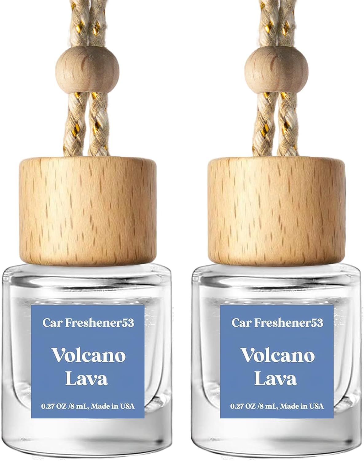 C Classy Hanging Car Air Freshener 2 Pack, Voleano Lava Essential Oil Diffuser, Long-Lasting Fragrance, Cute Glass Bottle Car Accessories for Women & Men, Made in USA