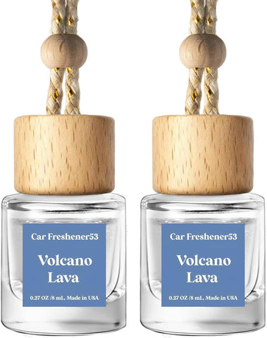 C Classy Hanging Car Air Freshener 2 Pack, Voleano Lava Essential Oil Diffuser, Long-Lasting Fragrance, Cute Glass Bottle Car Accessories for Women & Men, Made in USA