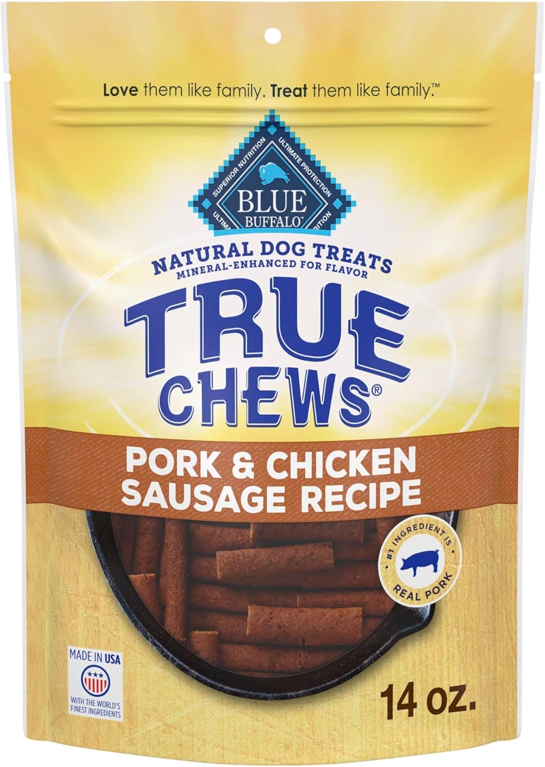 Blue Buffalo True Chews Pork & Chicken Sausage Dog Treats, 14 oz
