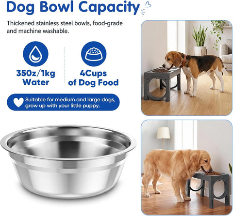XIAZ Elevated Dog Bowls Large Breed Raised Dogs Bowl Stand Large/Medium Sized Dog Stainless Steel Food Water Bowl Stands 5 Heights Adjustable 9/11/12/14in Pet Feeder Dish Station