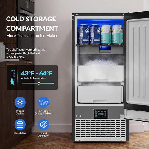 COTLIN 2-in-1 Under Counter Nugget Ice Maker with Beverage Refrigerator
