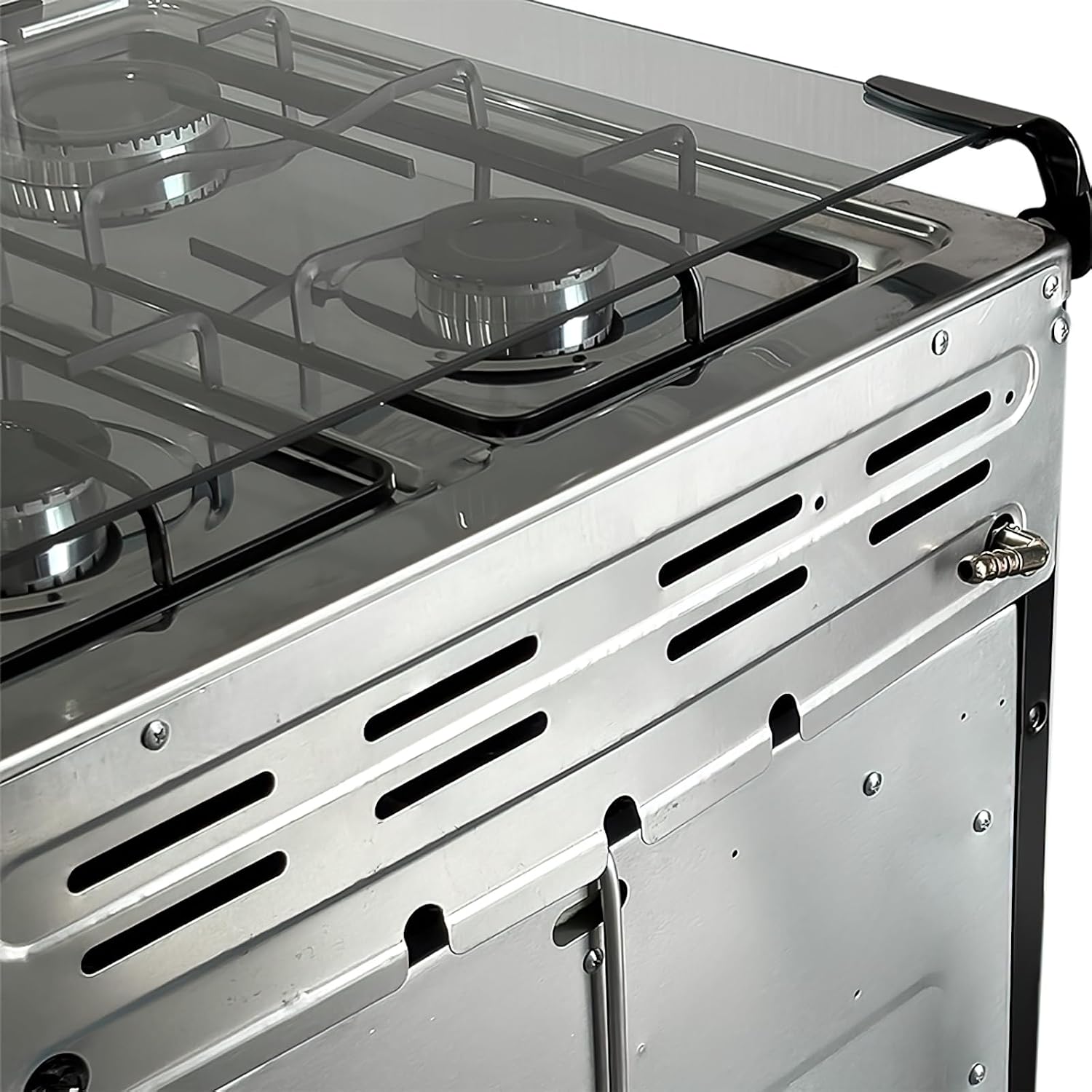 20" Freestanding LPG Oven - Equipped with 4 coil burners and Gas Stove with stainless steel 50L oven (Black: Automatic ignition)