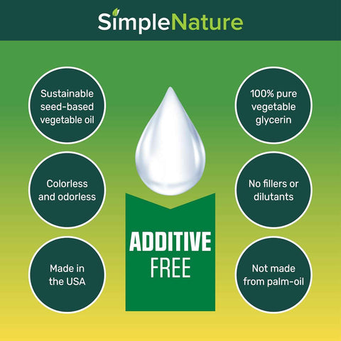 Simple Nature 100% Pure Vegetable Glycerin - 32 oz - Natural Pure Food/Cosmetic Grade for Skincare, Haircare, Cosmetics, Soapmaking, Crafts - Softening & Moisturizing Multipurpose Humectant