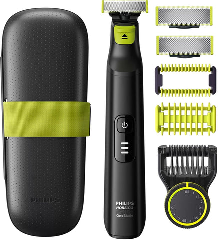 Philips OneBlade Pro 360 Pro Hybrid Electric Shaver Trimmer, Black, Face + Body Beard and Groomer, with 360 Blade Technology, 14-Length Precision Comb QP6542/15