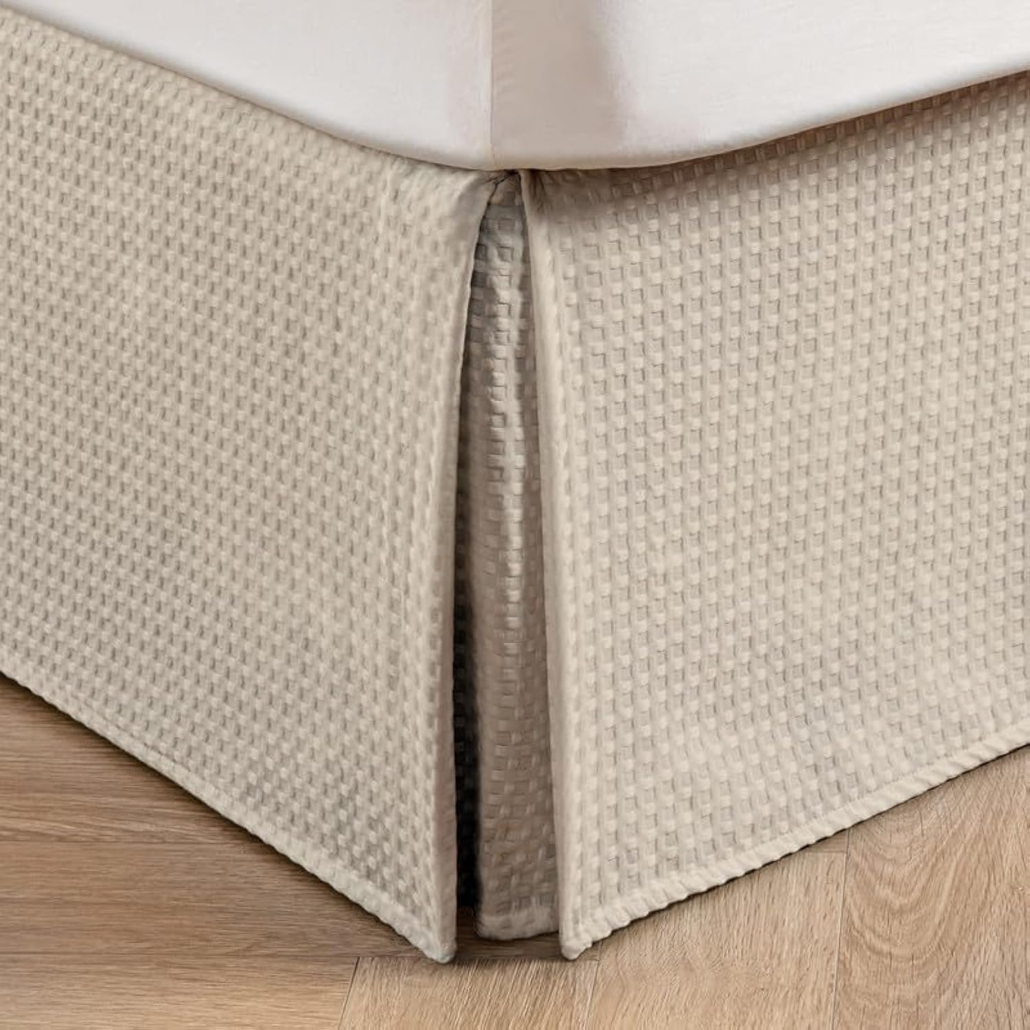 MIYE Pleated Waffle Weave Bed Skirt, Tailored Dust Ruffle 18 Inch Drop Easy Fit, Machine Washable (Dark Grey, Twin - 18" Drop)