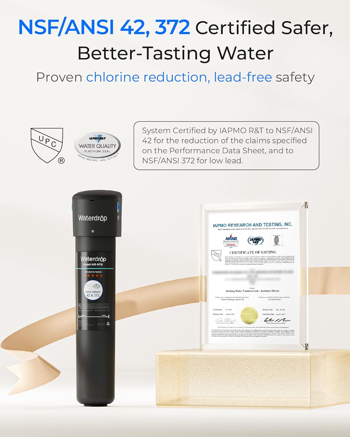 Waterdrop 15UB Under Sink Water Filter System with Dedicated Faucet