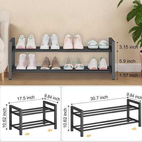 Expandable Metal Shoe Rack for Closet & Entryway, Shoe Storage Organizer