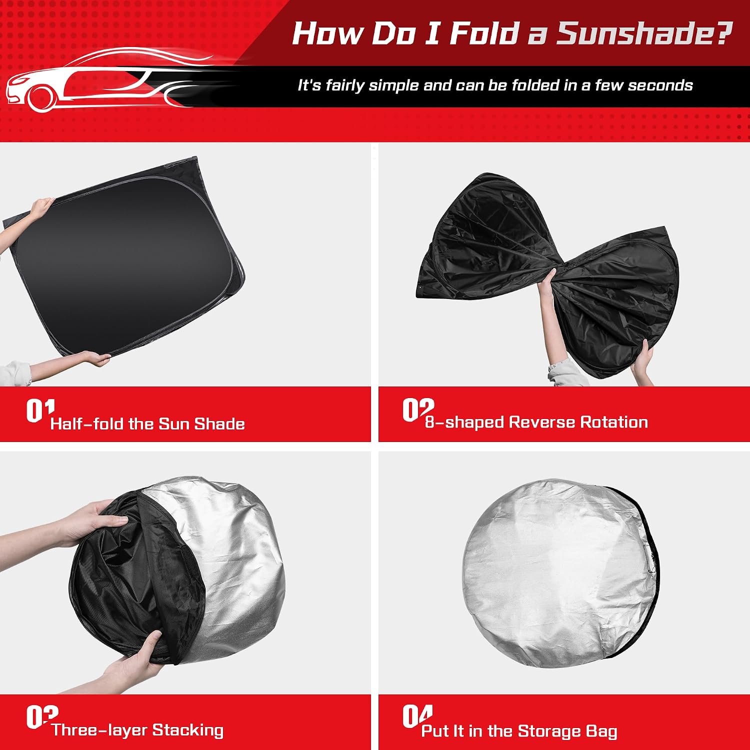 ARISMOTOR Windshield Sun Shade for Toyota Tacoma 2016-2026