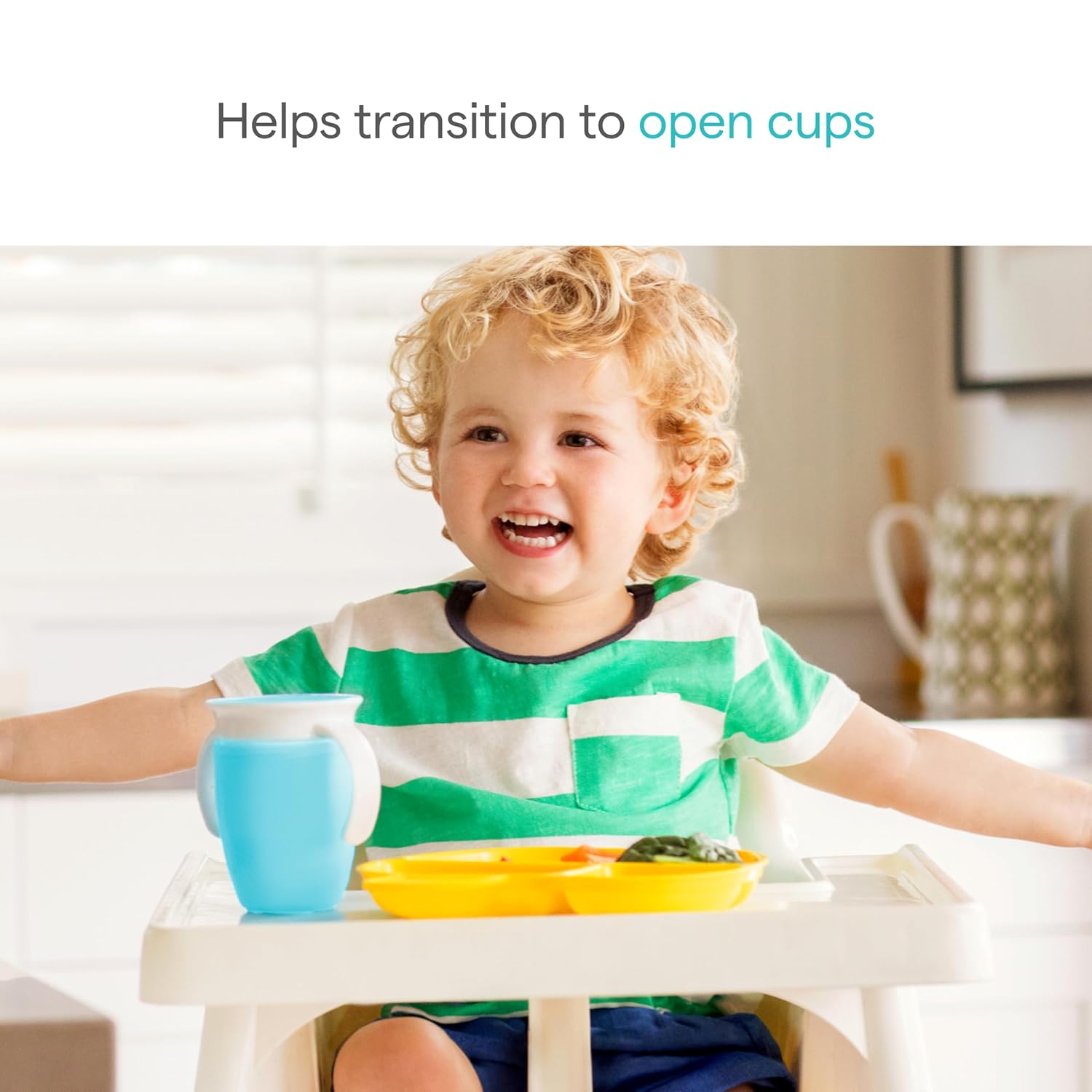 Munchkin® Miracle® 360 Trainer Sippy Cup with Handles, Spill Proof, 7 Ounce, 2 Pack, Green/Blue