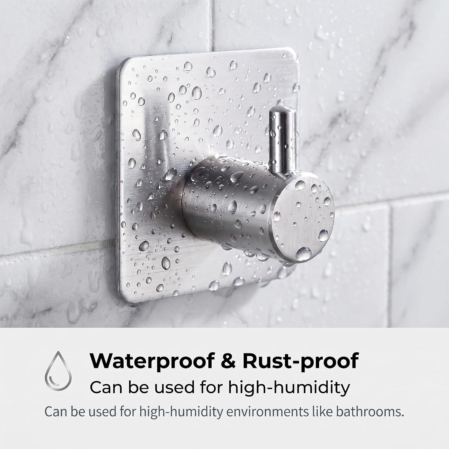 Fotosnow Adhesive Towel Hooks 15lbs Heavy Duty Wall Hooks Waterproof Stainless Steel Hanger for Hanging Coat, Hat, Towel Robe Hook Rack Wall Mount- Bathroom and Bedroom 4-Packs