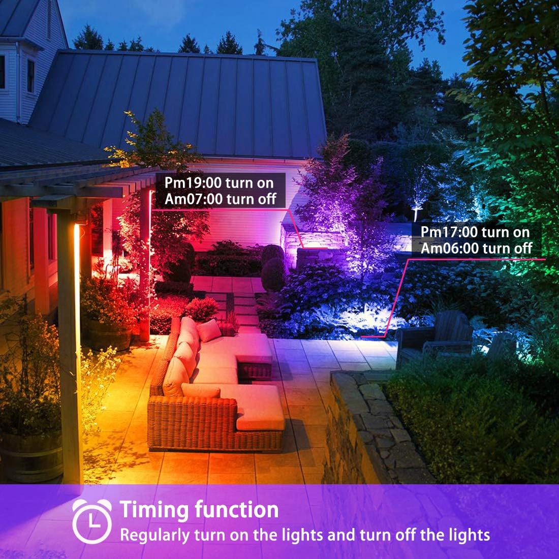 MELPO Led Flood Light Outdoor, 50W RGB Color Changing Landscape Lighting