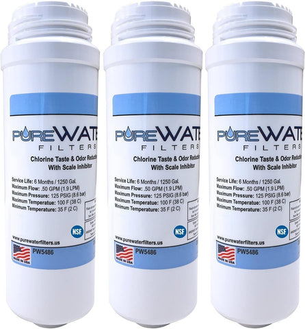 PureWater Filters KQ8 PW5486 Water Filter Cartridge, Pack of 3