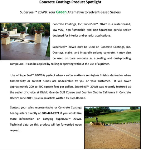 CC Concrete Coatings SuperSeal 20WB | Satin Finish | 1 Gallon