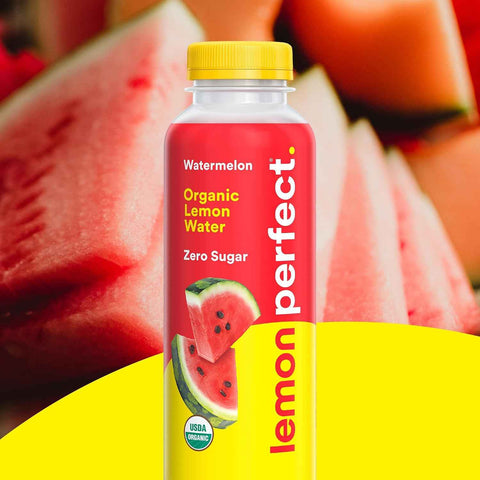 Lemon Perfect Watermelon Lemon Water, Organic, Zero Sugar 12 Pack | Flavored lemon water made with real organic lemons and delicious watermelon flavor, low-calorie, no artificial sweeteners