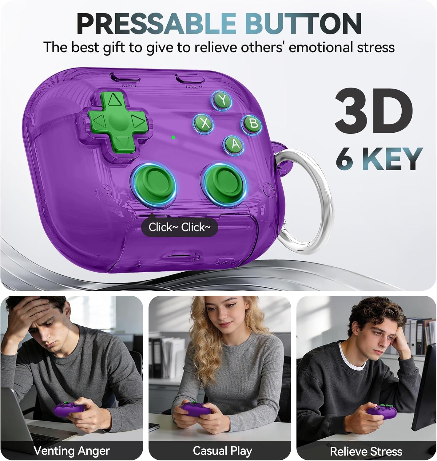 for AirPods Pro 3 Case Cover 2025 with Safety Lock-Clear Purple