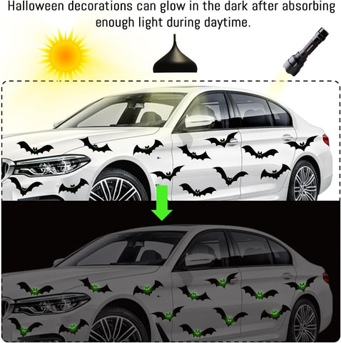 Halloween Garage Door Decorations Magnetic Bats with Glowing Eyes