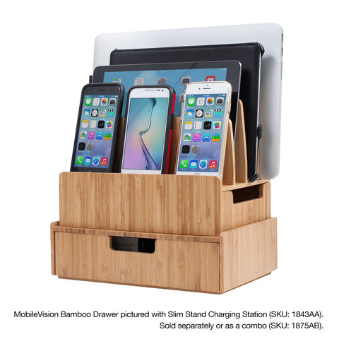 Mobilevision Bamboo Drawer, Stackable Storage Solution for office products pens, pencils, scissors, notepads, business cards and more