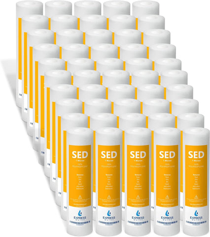 Express Water 50-Pack Sediment Water Filter Replacement, 1 Micron, 10 Inch