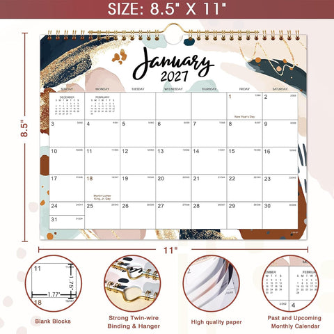 2027 Wall Calendar - 12 Months Wall Calendar 2027, Jan 2027 - Dec 2027