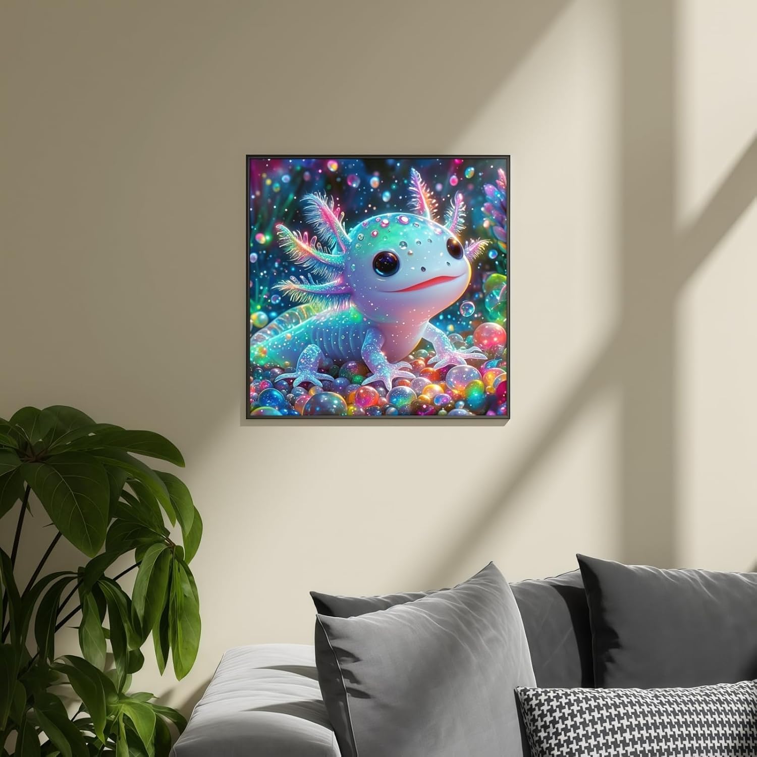 Diamond Painting Kits for Adults, Colorful Glittering Axolotl Diamond Art