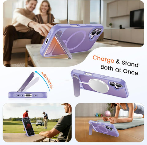 Magnetic for iPhone 16 Case with Stand Light Purple