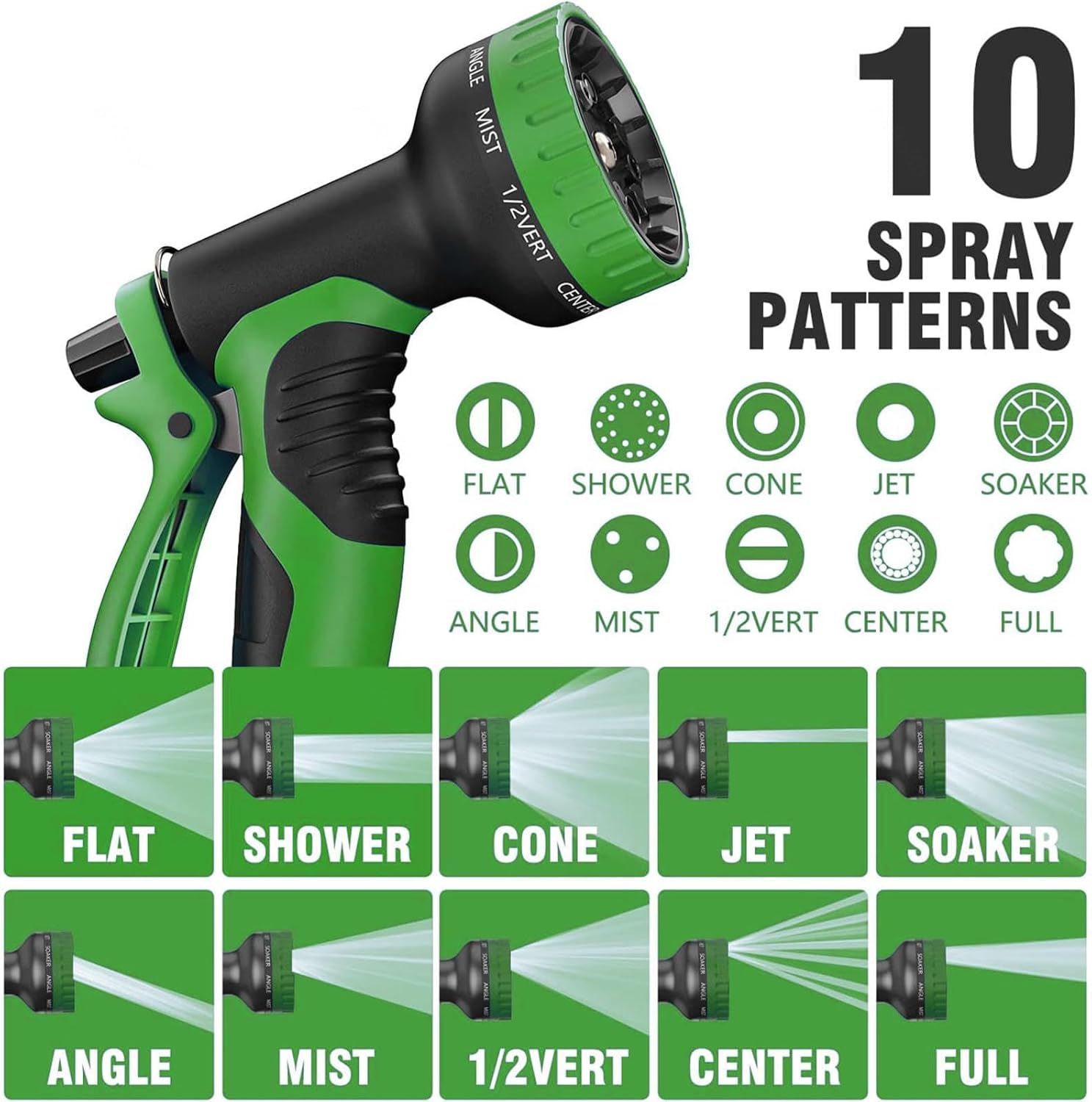 100 ft Expandable Garden Hose - Kink Free Flexible Water Hose 100ft with 10 Pattern Spray Nozzle, 3/4 Solid Brass Connectors, Retractable Latex Core - Lightweight Expanding Hose