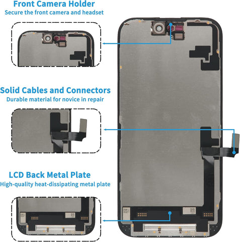 Ayake for iPhone 16 Screen Replacement, 6.1 inch FHD LCD Display and Touch Digitizer Screen, True Tone Programmable, Face ID Remains (for A3287, A3081, A3286, A3288)
