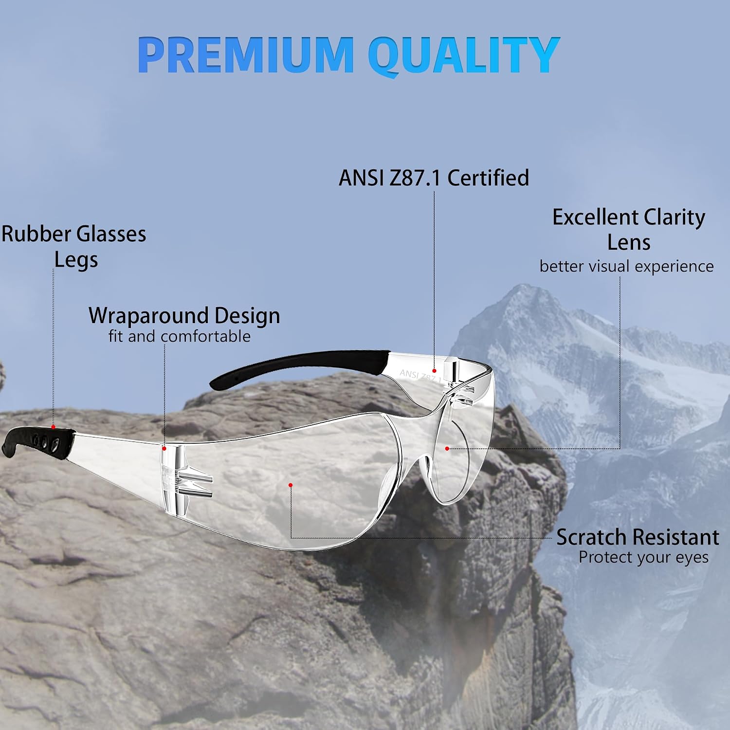 Salfboy Ansi Z87.1 Certified Safety Glasses, Bulk Protection Glasses