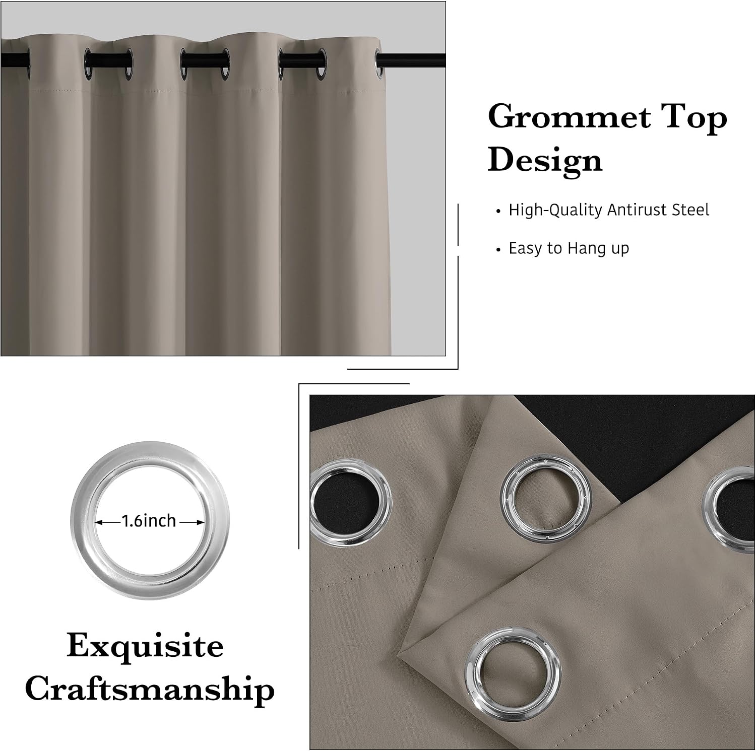 RYB HOME 100% Blackout Curtains 84 inches Long for Bedroom Living Room