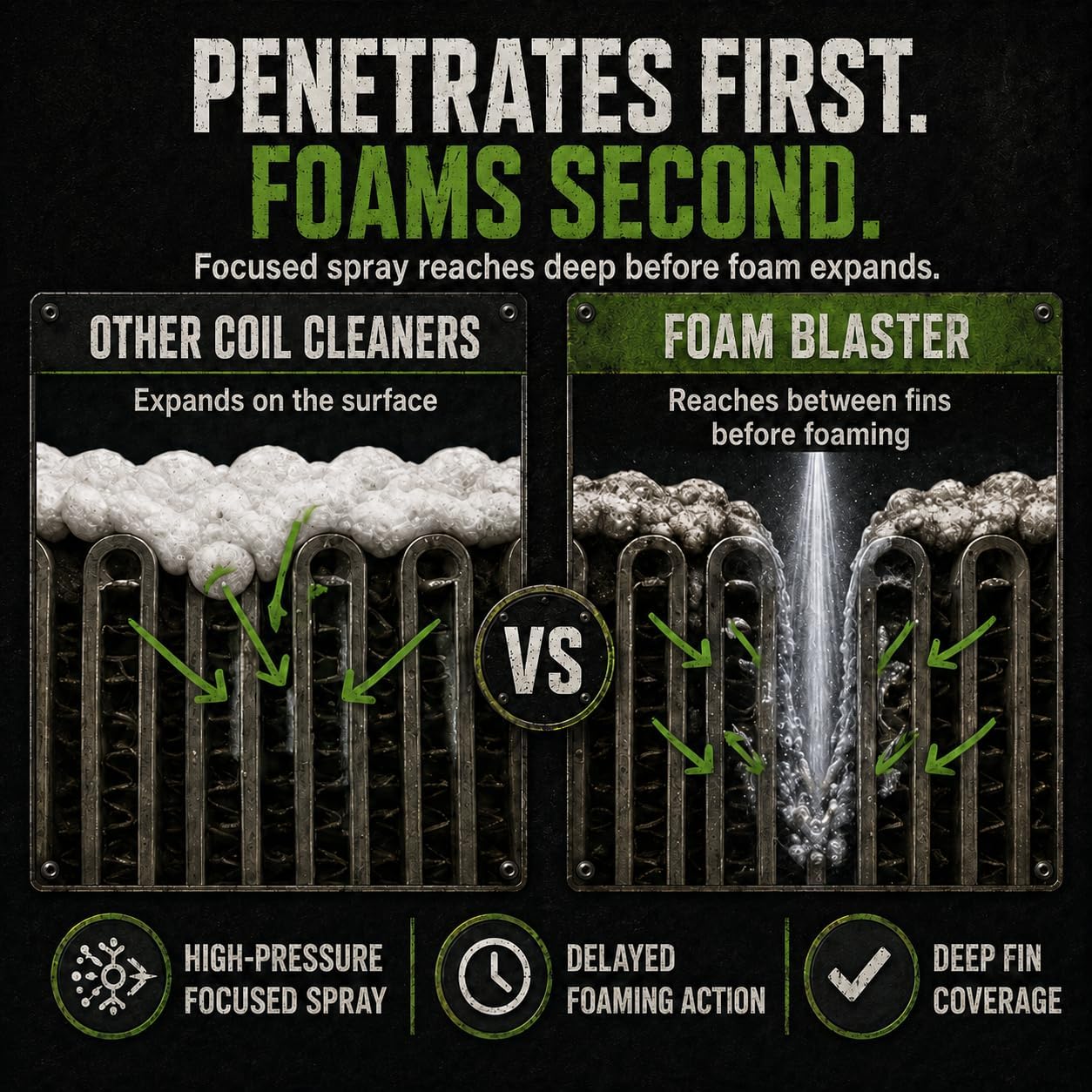Leak Saver Foam Blaster AC Coil Cleaner Foam Spray | HVAC Coil Cleaner for AC Unit | Professional Deep-Penetrating Formula for Evaporator (No Rinse) & Condenser (Light Rinse) - 12 Pack