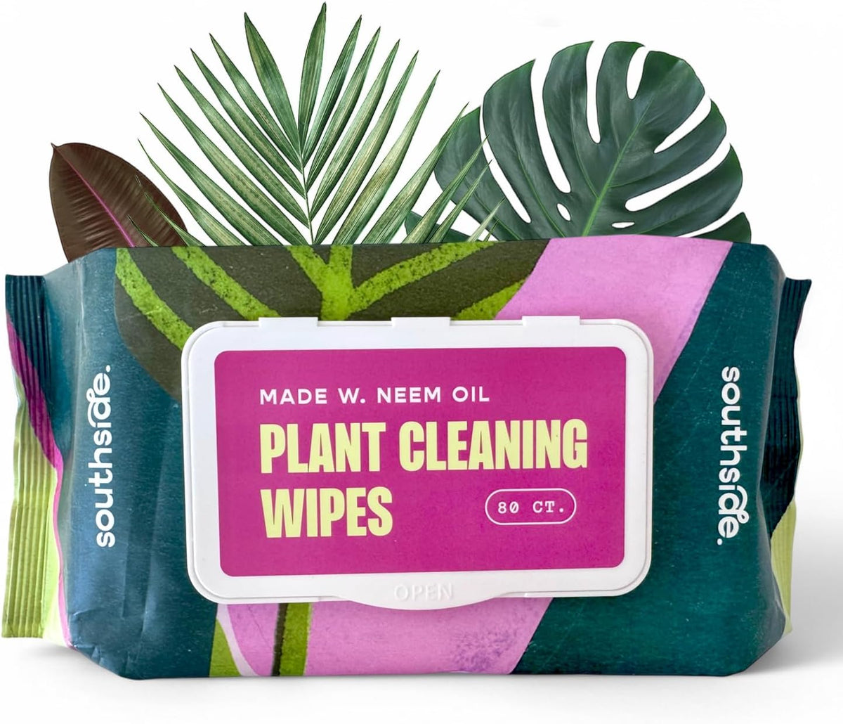 Southside Neem Oil Infused Plant Cleaning Wipes – Unscented Plant-Based Leaf Wipes for Indoor & Outdoor Plants That Protect Plants, Promote Shiny Leaves & Better Photosynthesis, 80 Ct