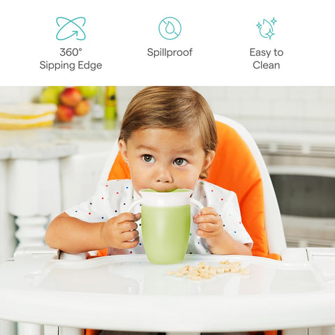 Munchkin® Miracle® 360 Trainer Sippy Cup with Handles, Spill Proof, 7 Ounce, 2 Pack, Green/Blue