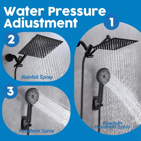 Shower Head, 8" High Pressure Rainfall Shower Head with Handheld Dual Spray