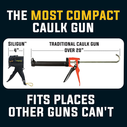 SILIGUN™ Gen-3 Compact Caulking Gun - No Drip Caulk Gun - Patented Design - Lightweight ABS Frame