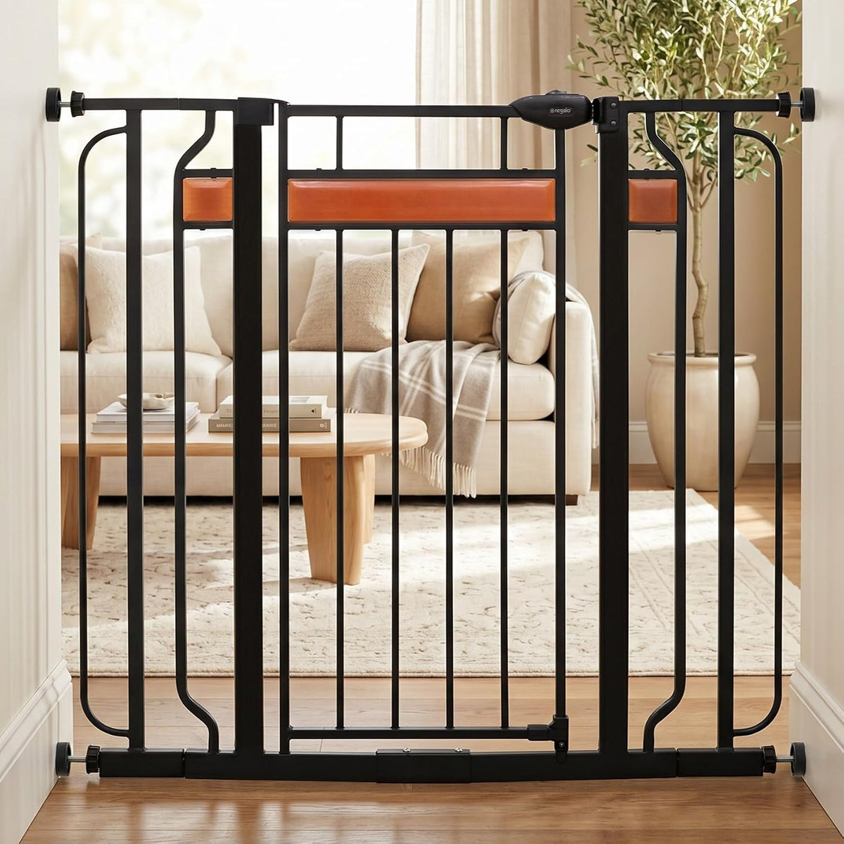 Regalo Safety 37" Extra Tall Baby Gate, Bottom of Stairs & Doorways