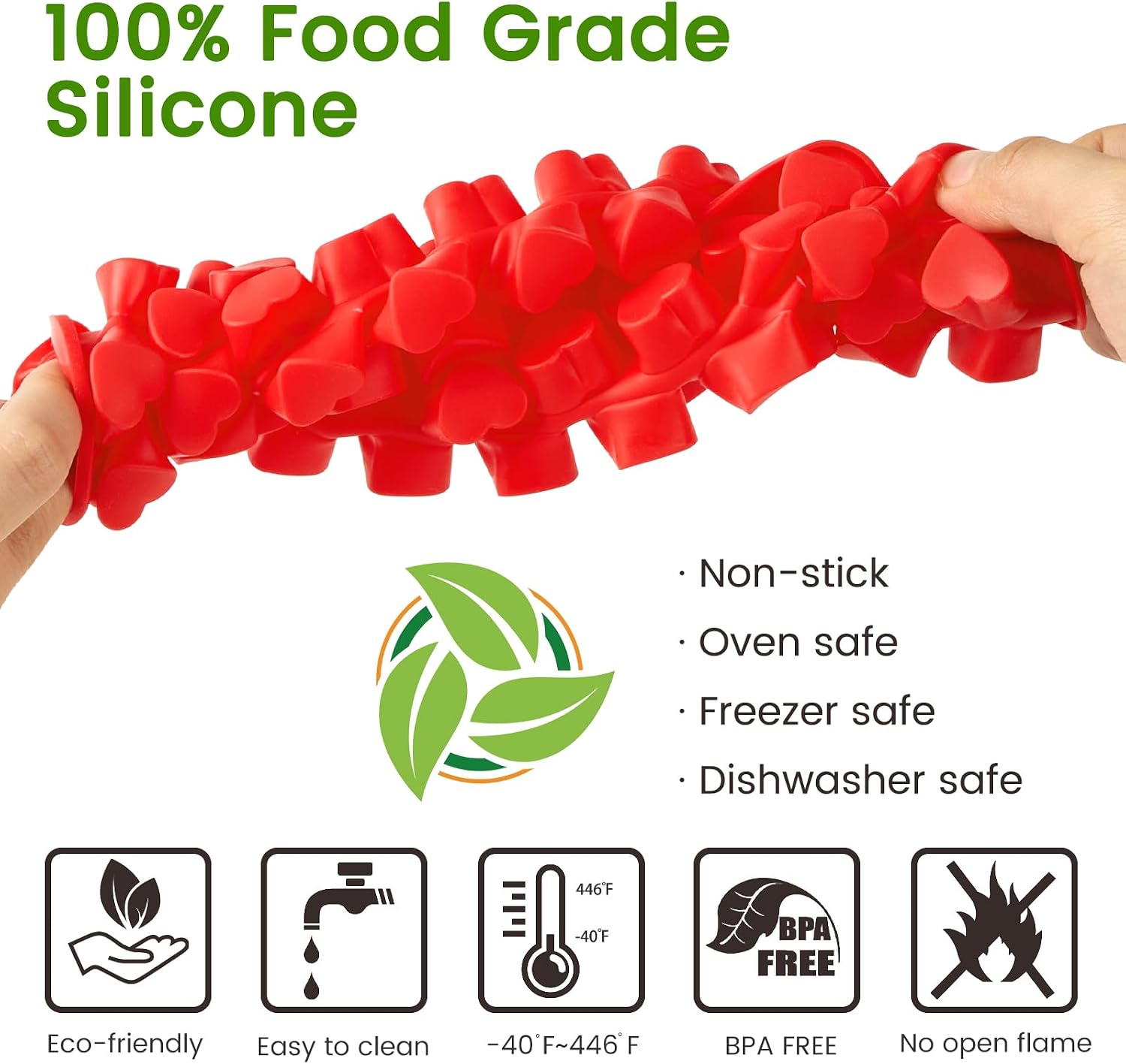 JOERSH Heart Candy Molds, 220 Cavities, 4Pcs