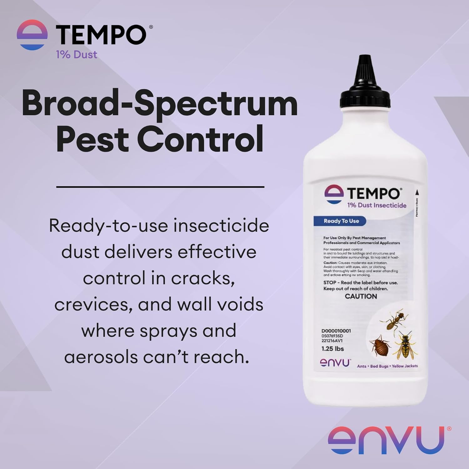 Tempo 1% Dust Insecticide 1.25 lbs | Ready-to-Use Cyfluthrin Bug Dust for Ants, Spiders, Roaches, Bed Bugs, and Stinging Insects | Crack and Crevice Pest Control