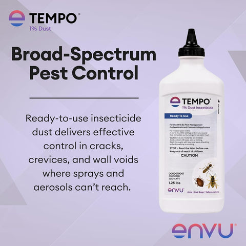 Tempo 1% Dust Insecticide 1.25 lbs | Ready-to-Use Cyfluthrin Bug Dust for Ants, Spiders, Roaches, Bed Bugs, and Stinging Insects | Crack and Crevice Pest Control