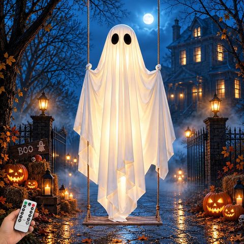 Swinging Ghost Outdoor Decor, Halloween Decorations Hanging Ghost 5FT
